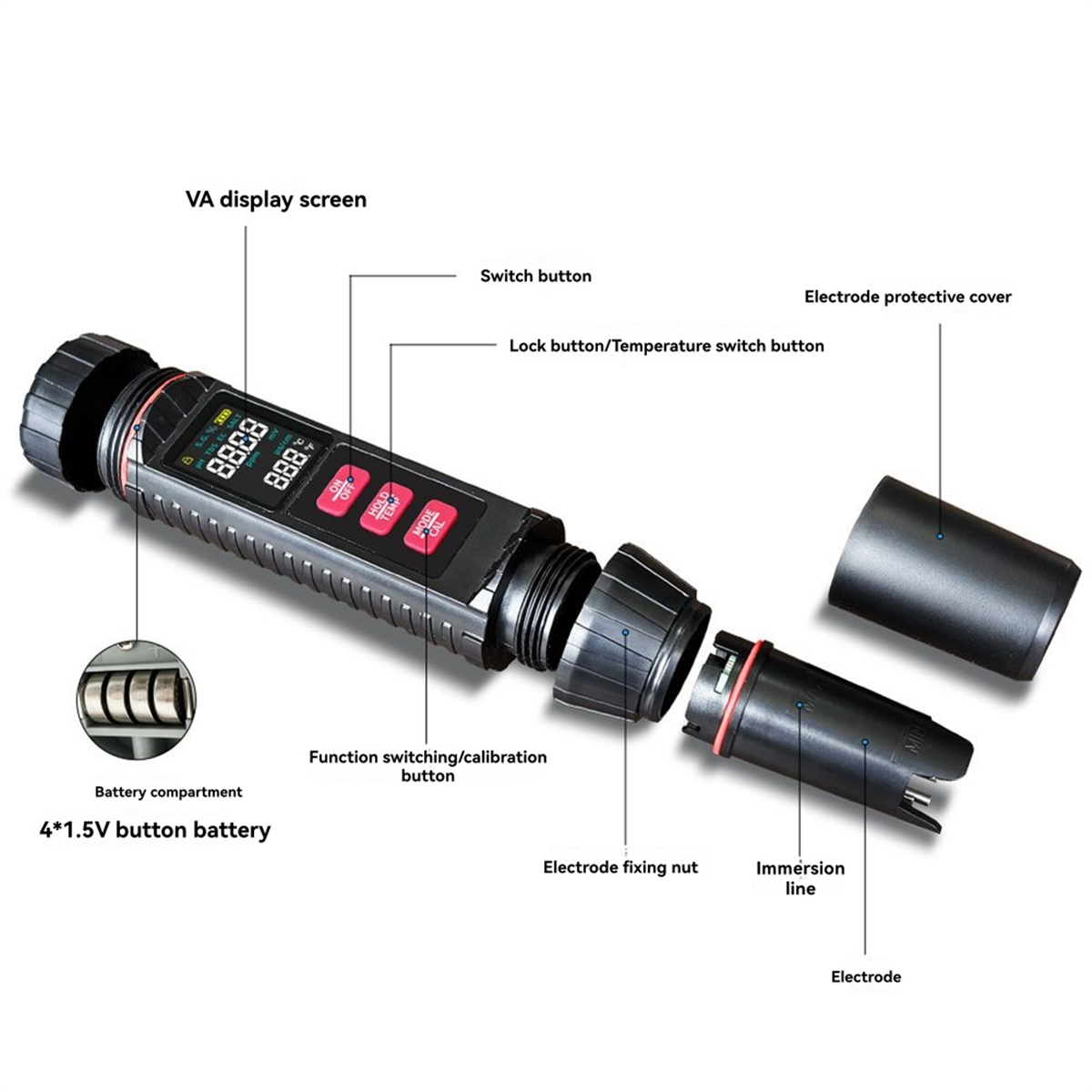 Ph Meter - AA98 7 in 1 Digital Water