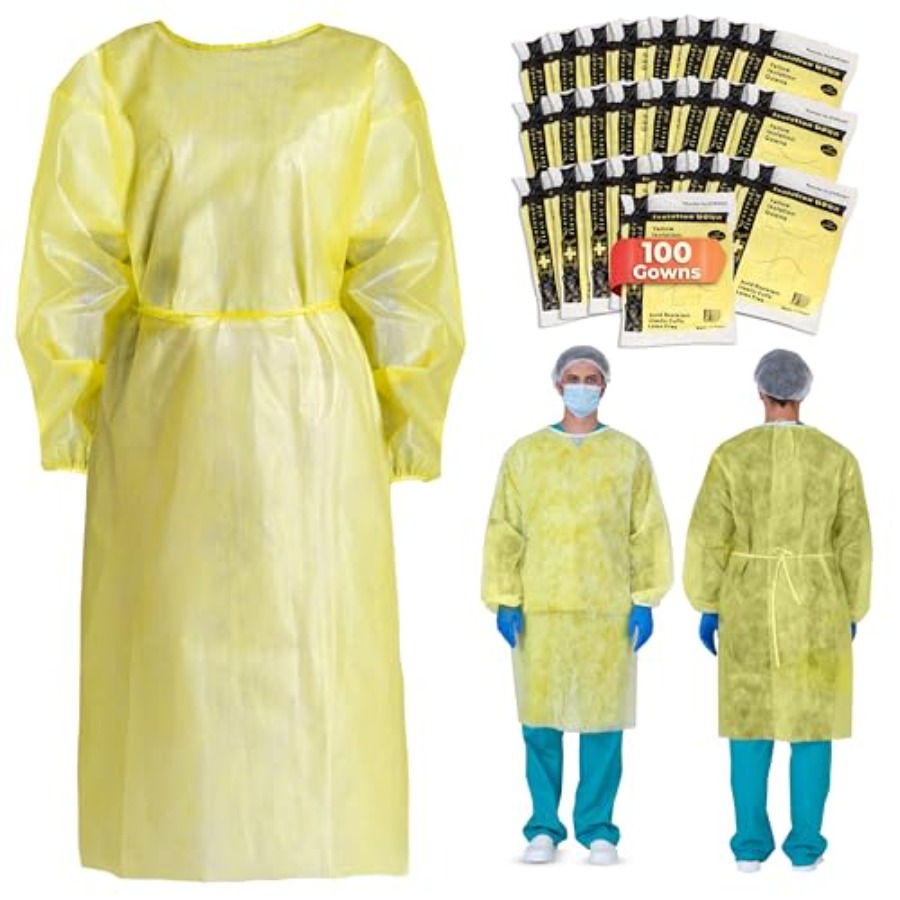 Universal Size Yellow Disposab - Medical Lab Gown บทวิจารณ์และราคา
