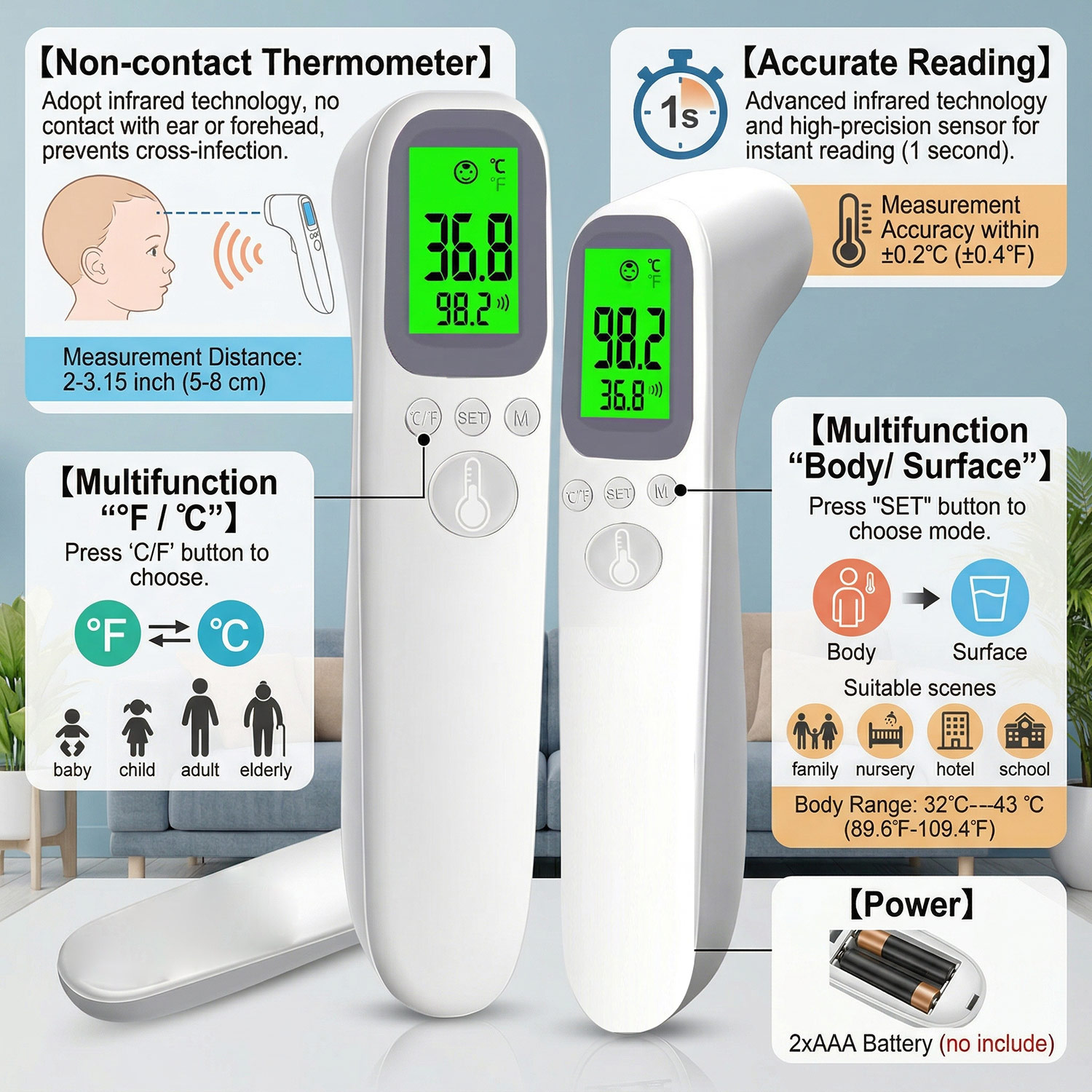 Ear Forehead Infrared Thermome - Digital Thermometer Infrared บทวิจารณ์และราคา