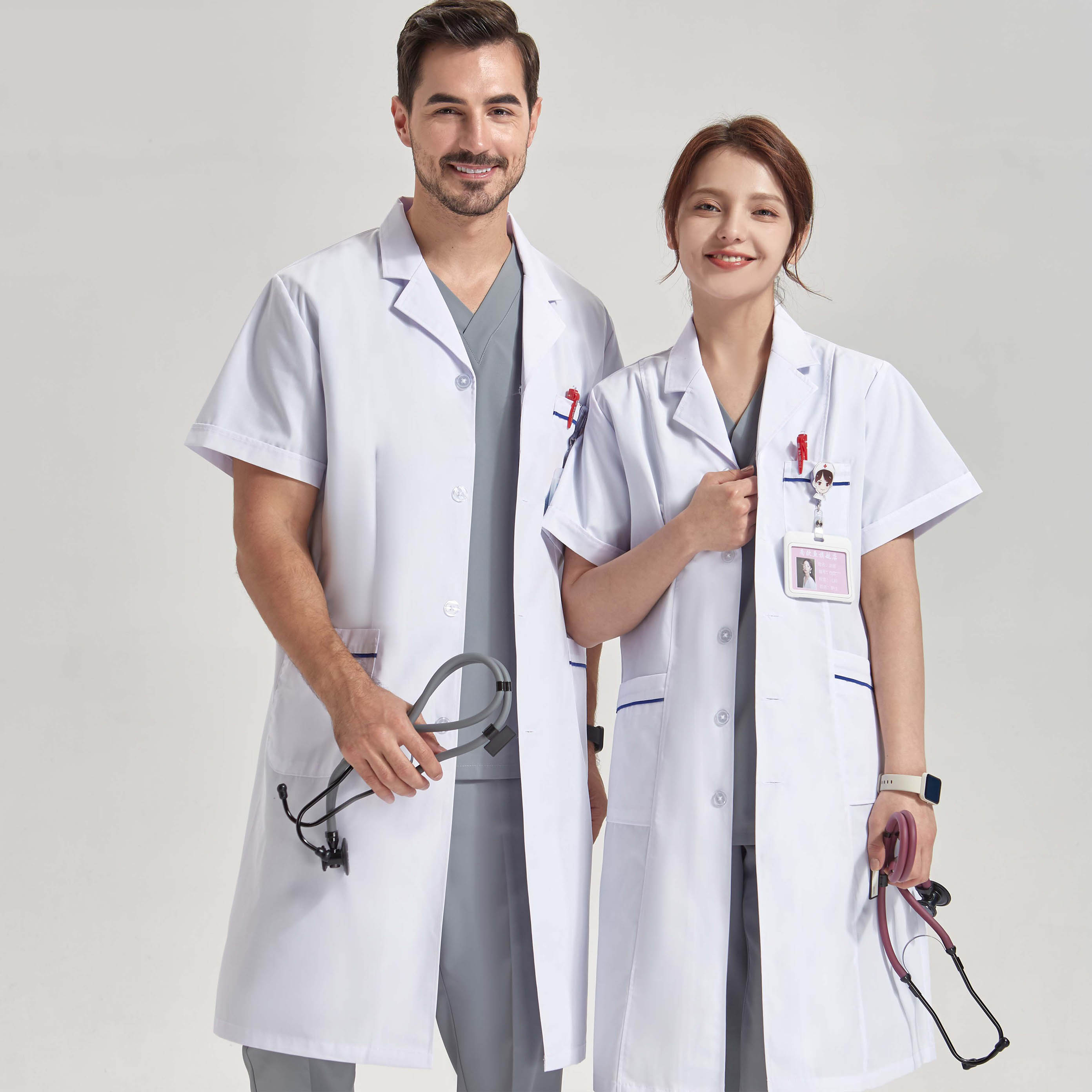 Professional White Lab Coats H - Medical Lab Gown บทวิจารณ์และราคา