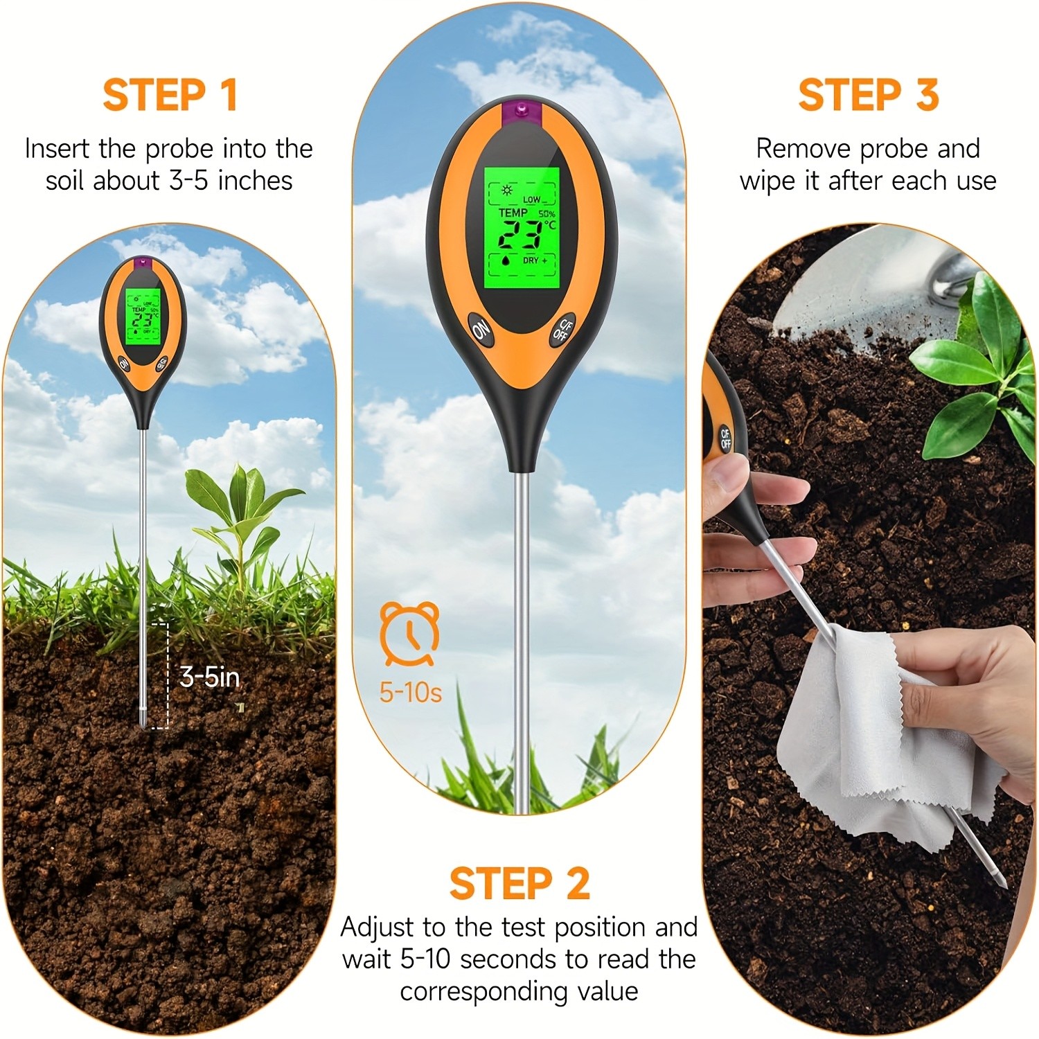 Soil PH Tester 4 in 1 PH Soil  - Ph Meter บทวิจารณ์และราคา