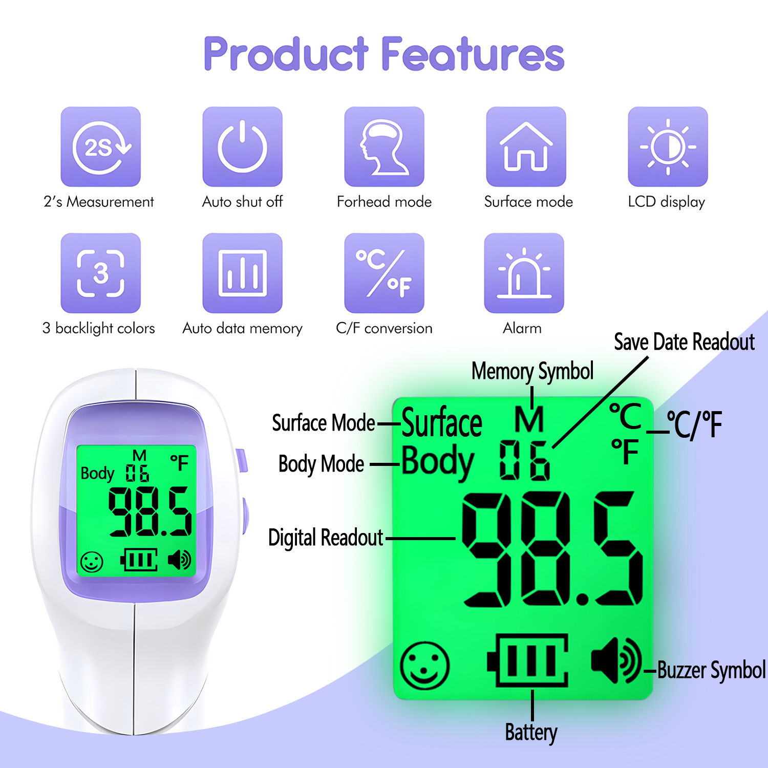 Digital Non-contact Medical Fe - Digital Thermometer Infrared บทวิจารณ์และราคา