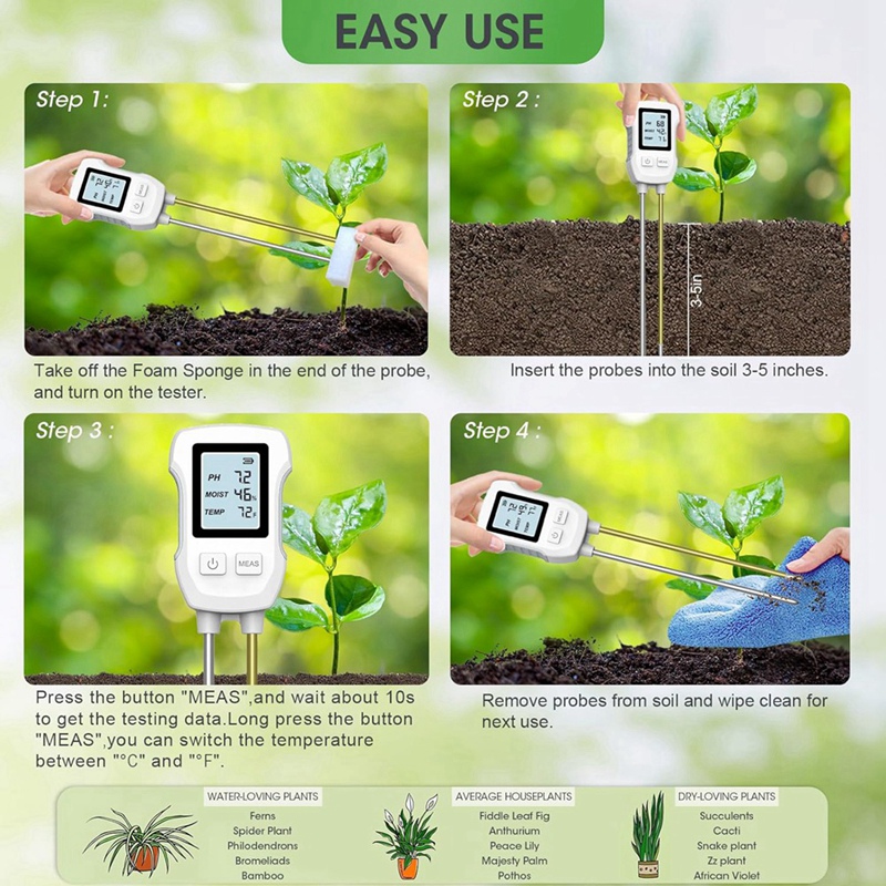 3 in 1 Soil Moisture Meter, Di - Ph Meter บทวิจารณ์และราคา